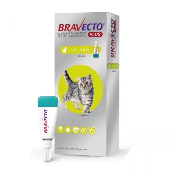 bravecto plus gato 1.2-2.8 Bravecto Gato Plus 1,2 - 2,8 Kg - Imagen 1